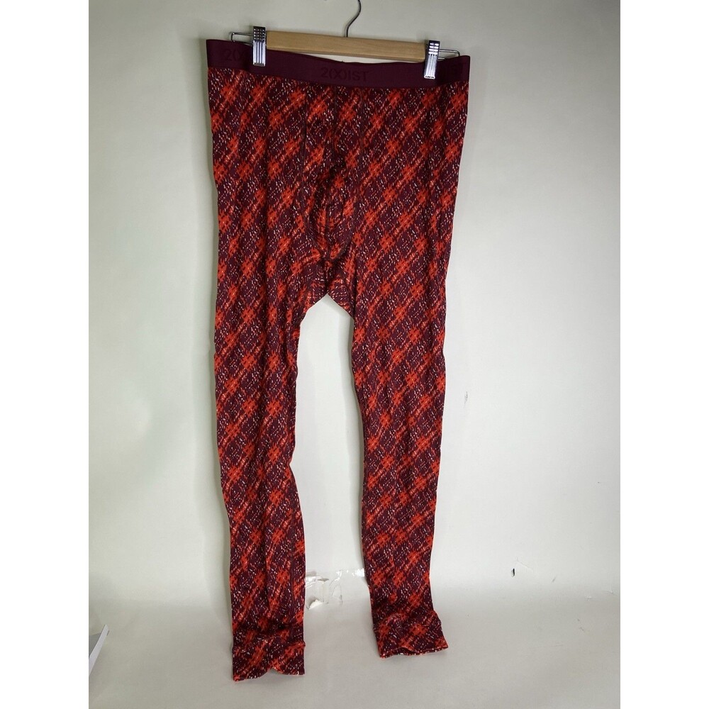 2xist Essential Cotton Long John Pants Under Layer Abstract Plaid Mens Size XL